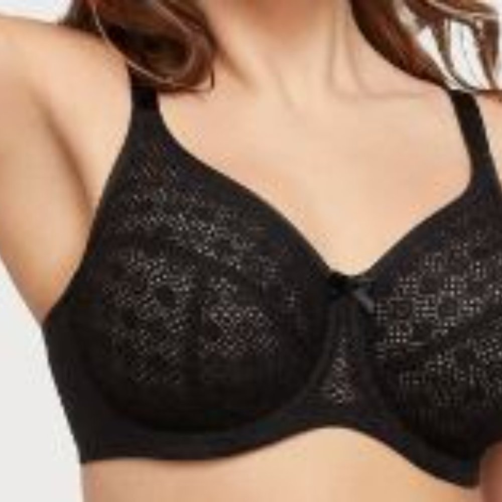 Glamorize Lace Comfort WonderWire Bra Black 38 DD EUC